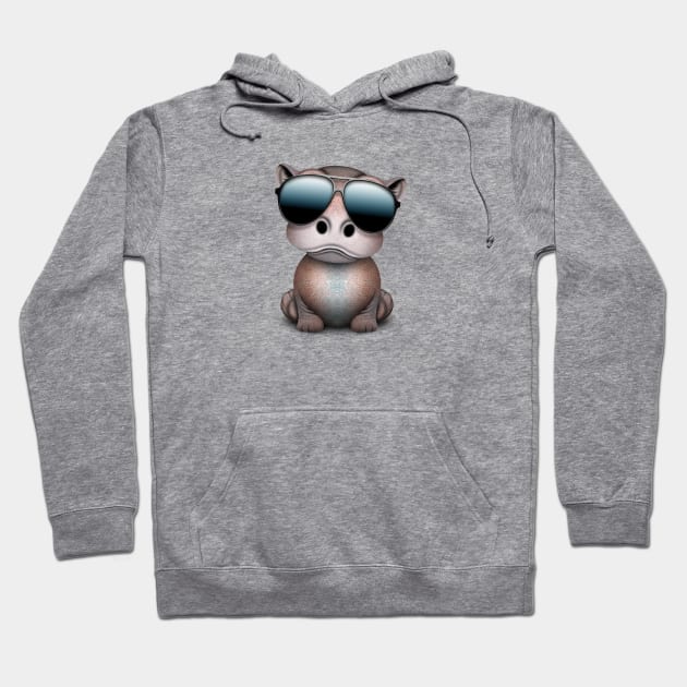 Cute Baby Hippo Wearing Sunglasses Hoodie by jeffbartels